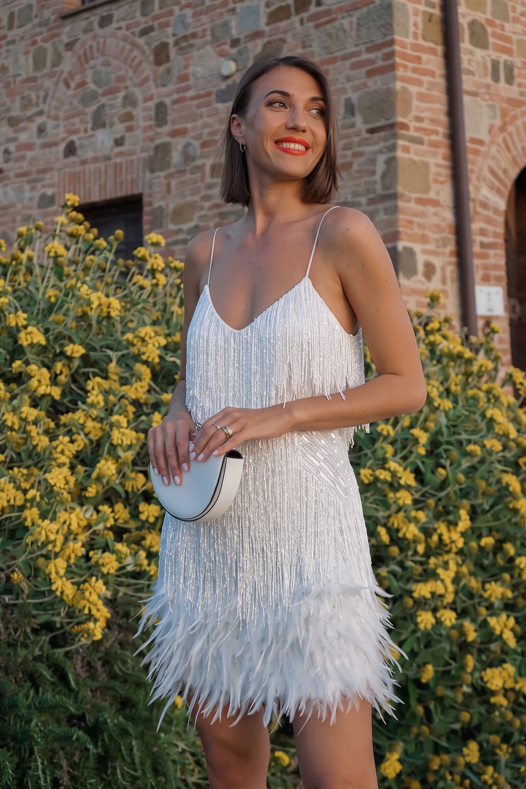 Fringe Trim Mini Dress With Thin Straps - 3