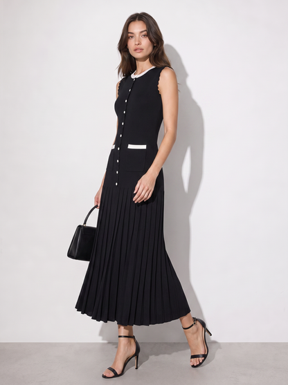 Scalloped Hem Pleated Knit Maxi Dress - view 5