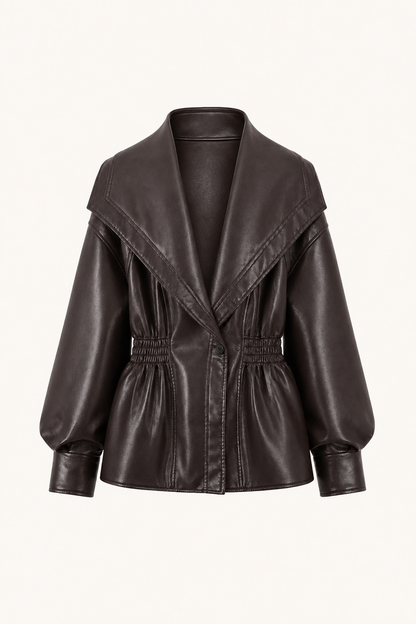Notch Lapel Leather Moto Jacket