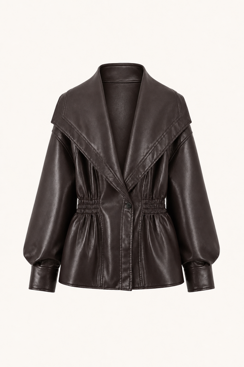 Notch Lapel Leather Moto Jacket
