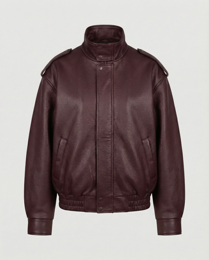Leather Jacket with Wide Notch Lapel - view 6