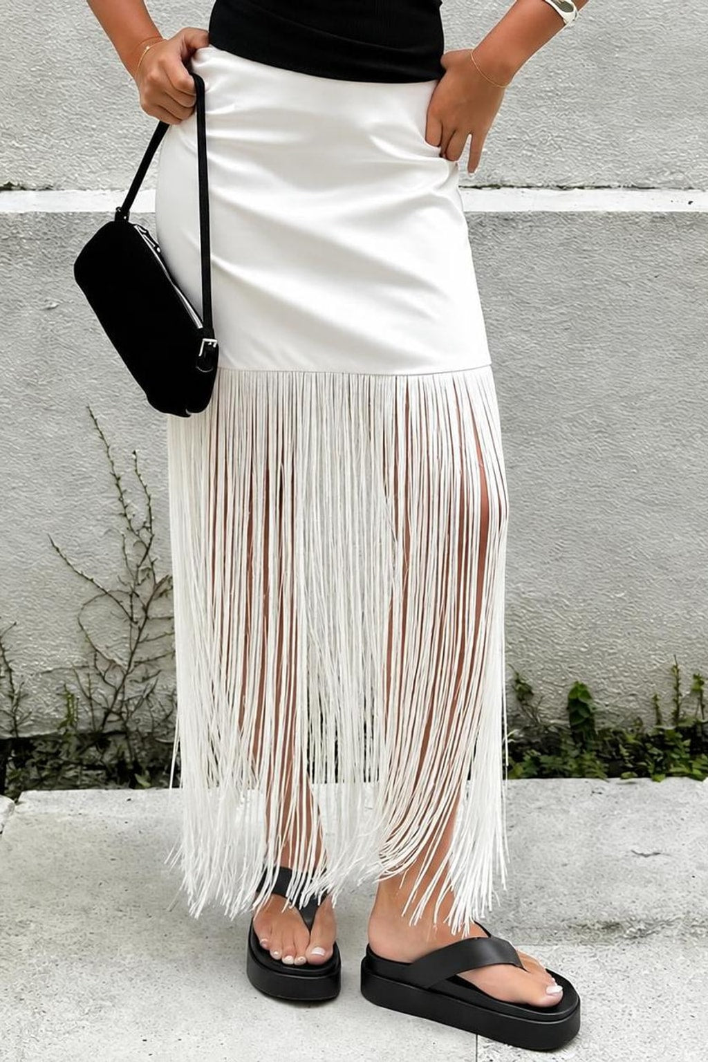 Satin Skirt With Tassel Trim - 2