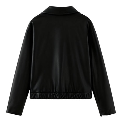 Oversized Cropped Leather Jacket - view 5