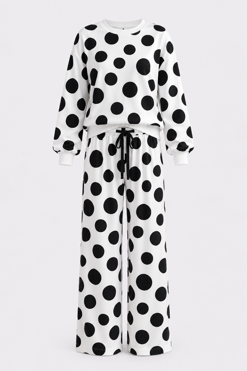 Polyester Two-Piece Set With Polka Dot Wide Leg - 6