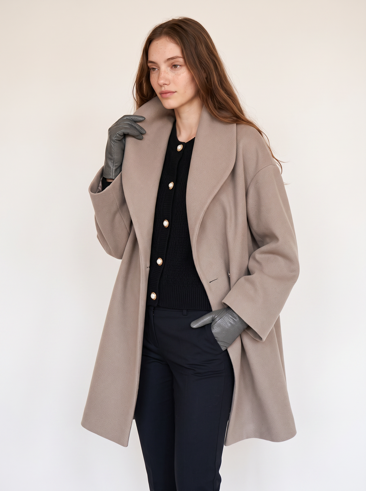 Women's Belted Warm Wool-Blend Coat Oversized Fit - 5