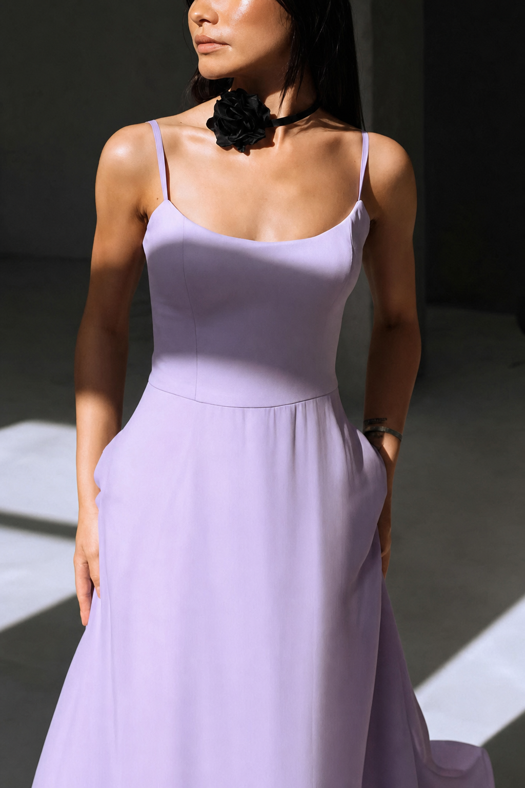 Effortless Polyester Bustier Flounce Midi Dress - 4