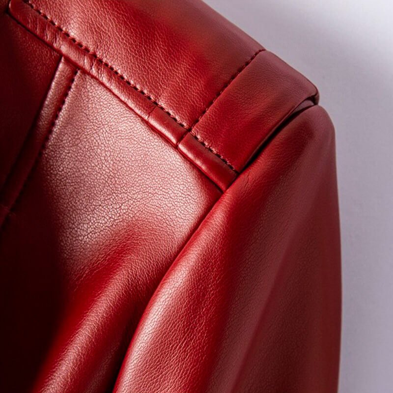 Vegan leather jacket with asymmetrical zip - view 10