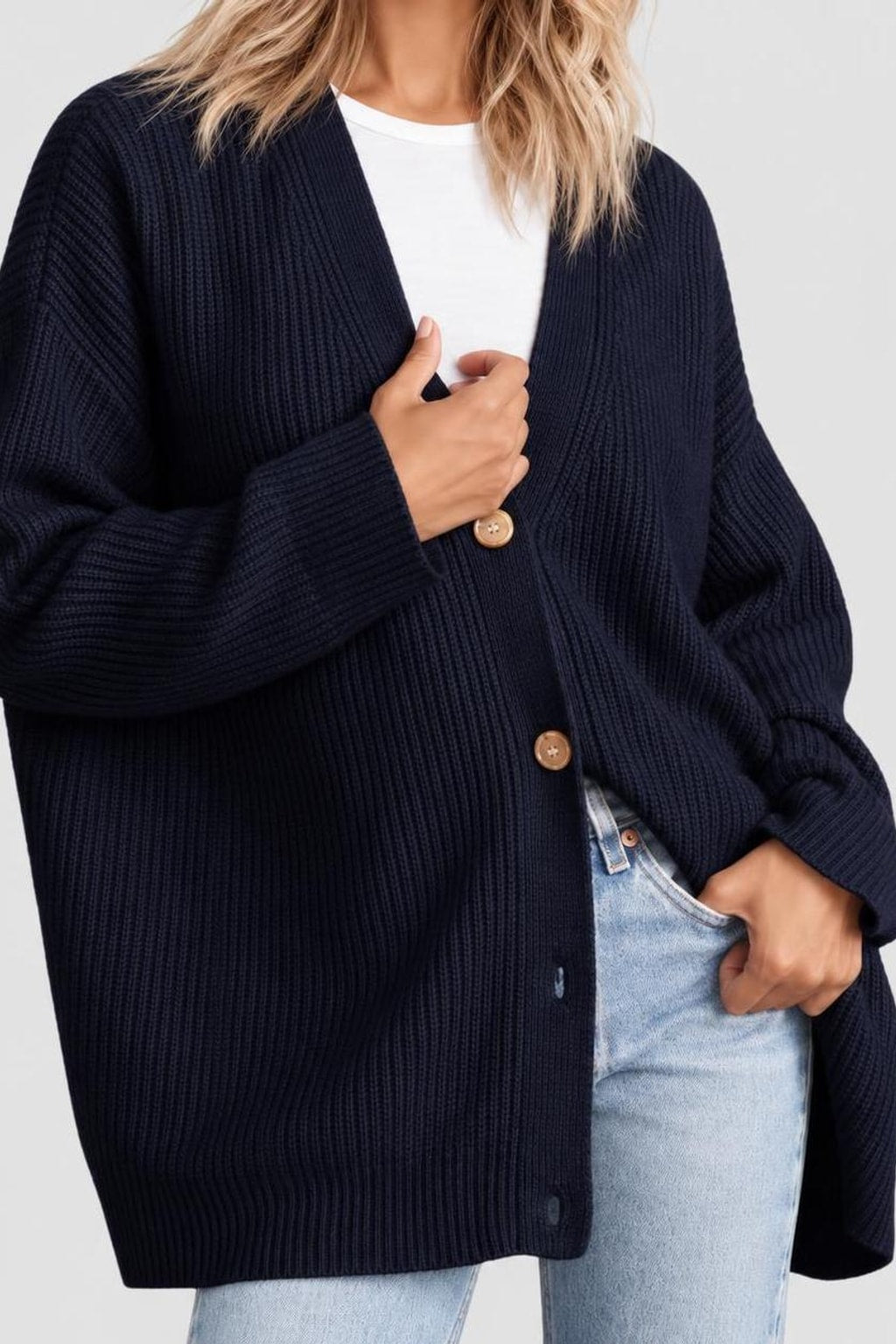 Striped Knit Cardigan With Button-Front Closure - 4
