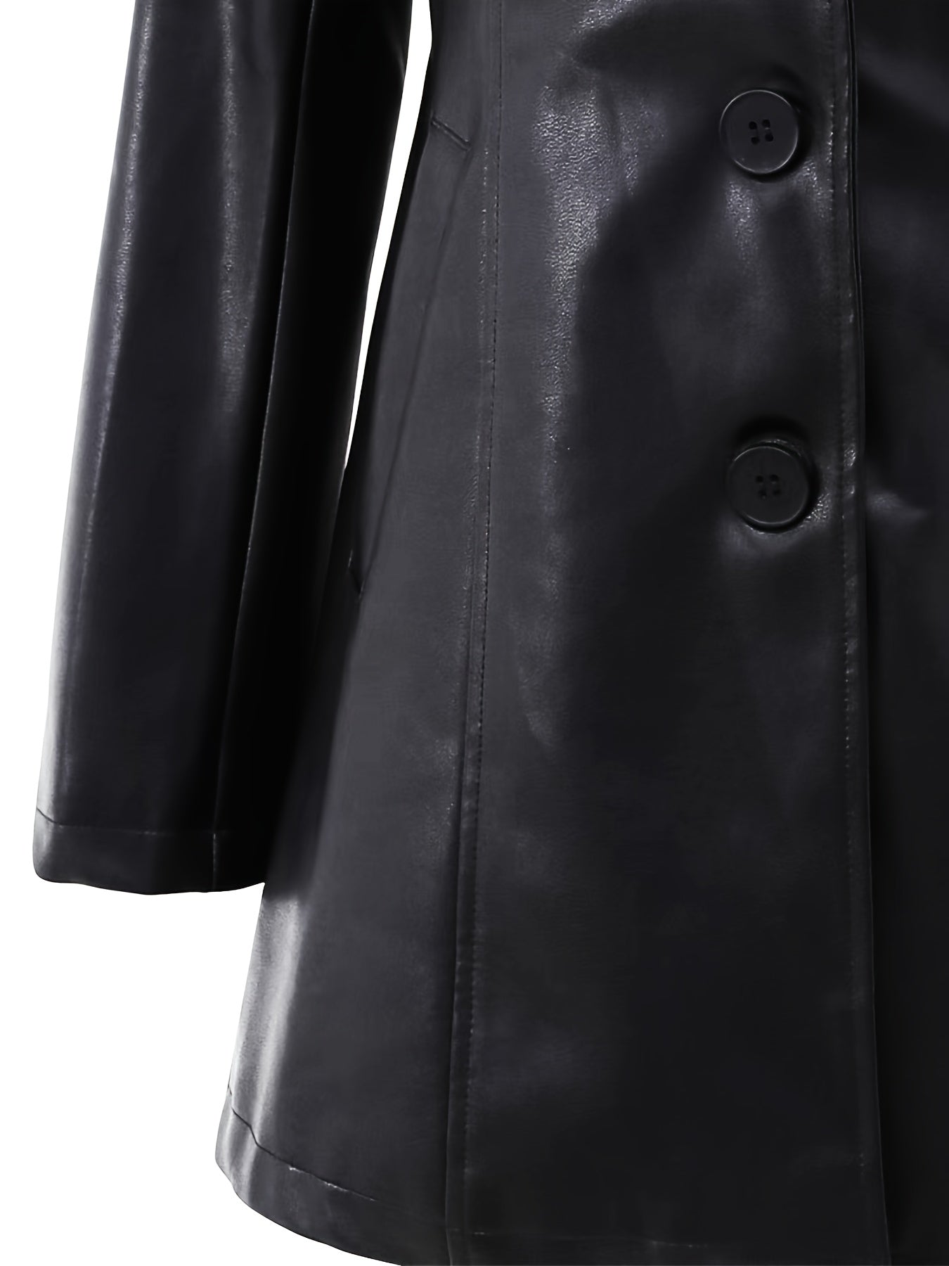 Black tailored mid-length A-line coat - view 7