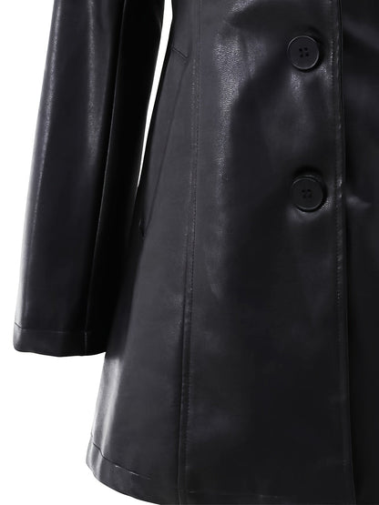 Black tailored mid-length A-line coat - view 7