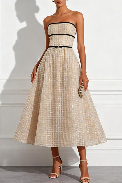 Sequin off-shoulder A-line midi dress - view 3