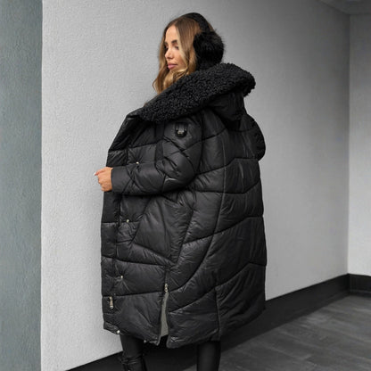 Quilted Hooded Coat Below Hip Length - view 8