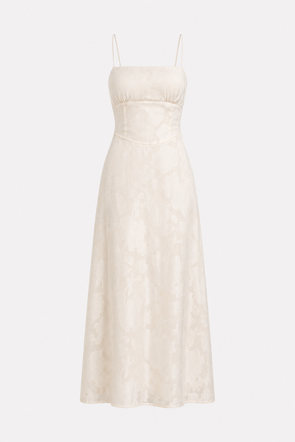 Apricot Jacquard Corset Maxi Dress