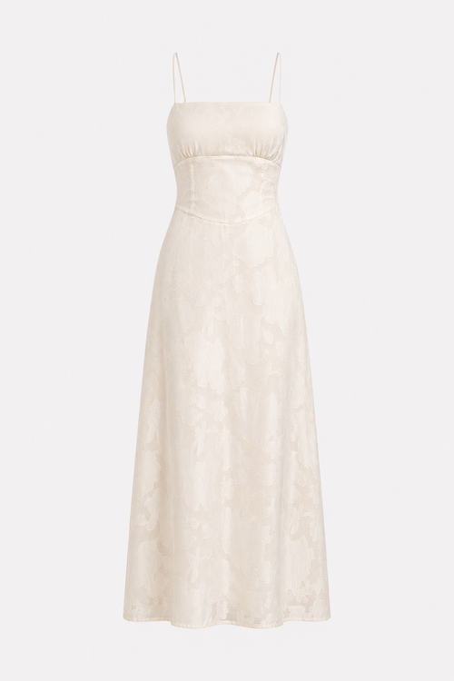 Apricot Jacquard Corset Maxi Dress