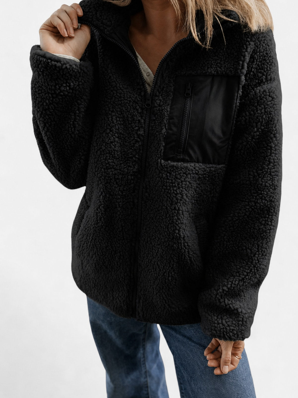 Women's Teddy Fleece Long Coat Cozy Winter Warmth - 3