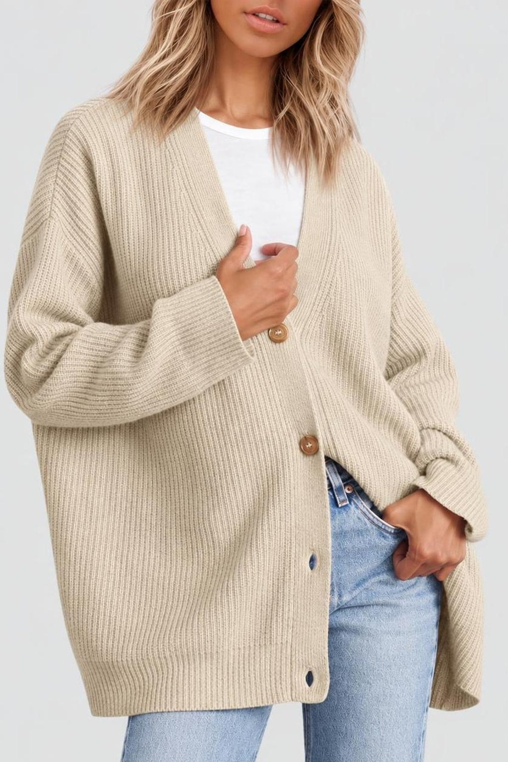 Striped Knit Cardigan With Button-Front Closure - 11