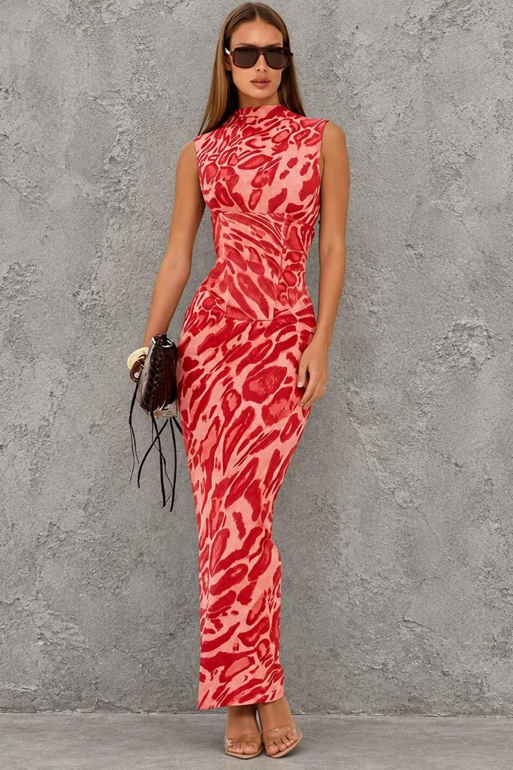 Leopard Print Bodycon Maxi Dress - 15