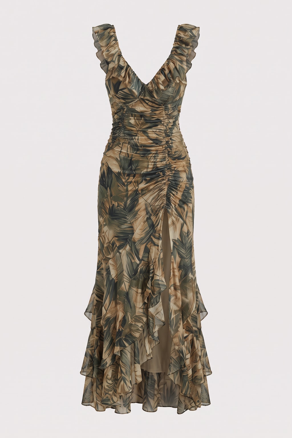Polyester Maxi Dress With Spaghetti Straps And Slim Fit - 1