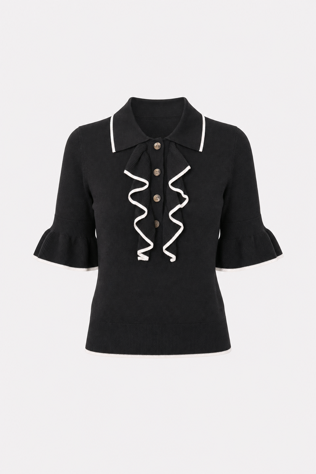 Ruffle Trim Knit Sweater Top - view 6