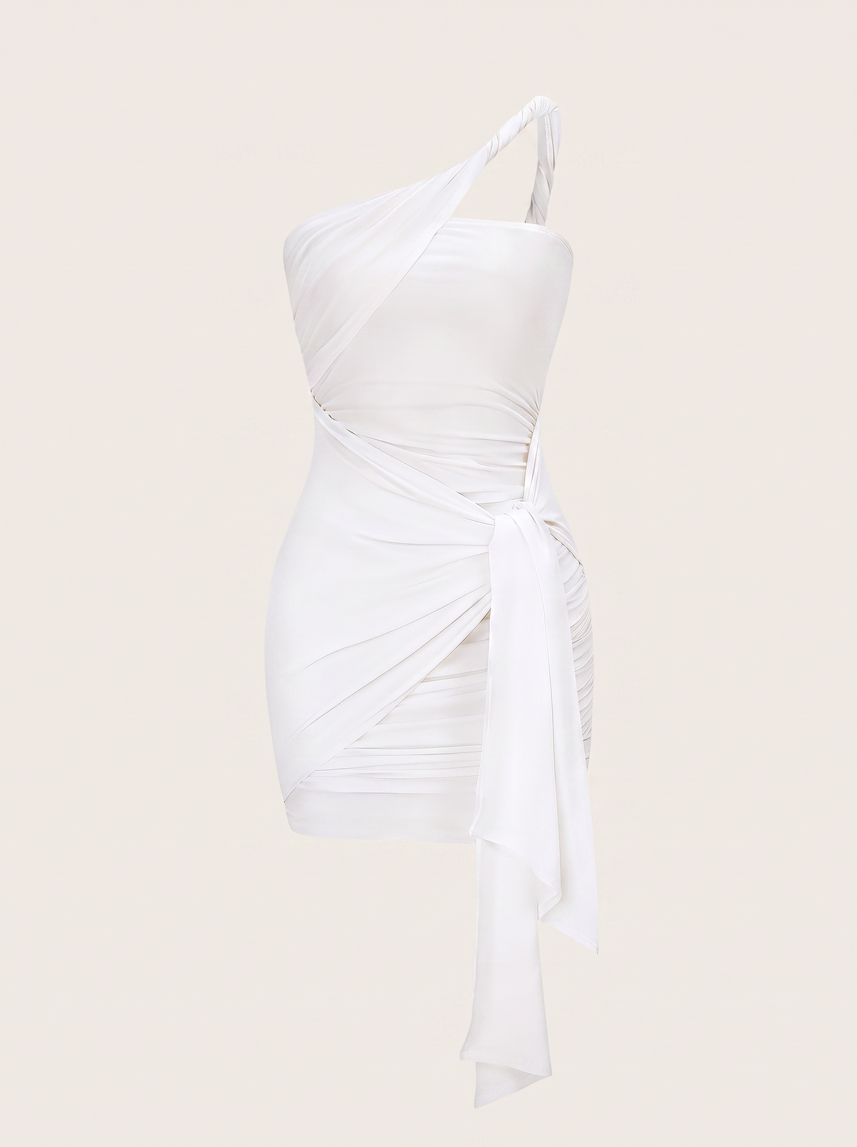 Twist Knot One-Shoulder Ruched Mini Dress - view 6