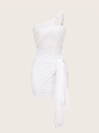 Twist Knot One-Shoulder Ruched Mini Dress - view 6