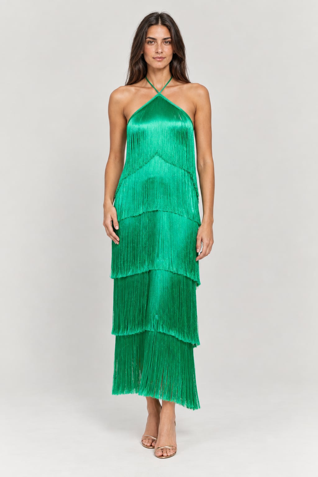 Midi Party Dress with Elegant Fringe Detail - 7