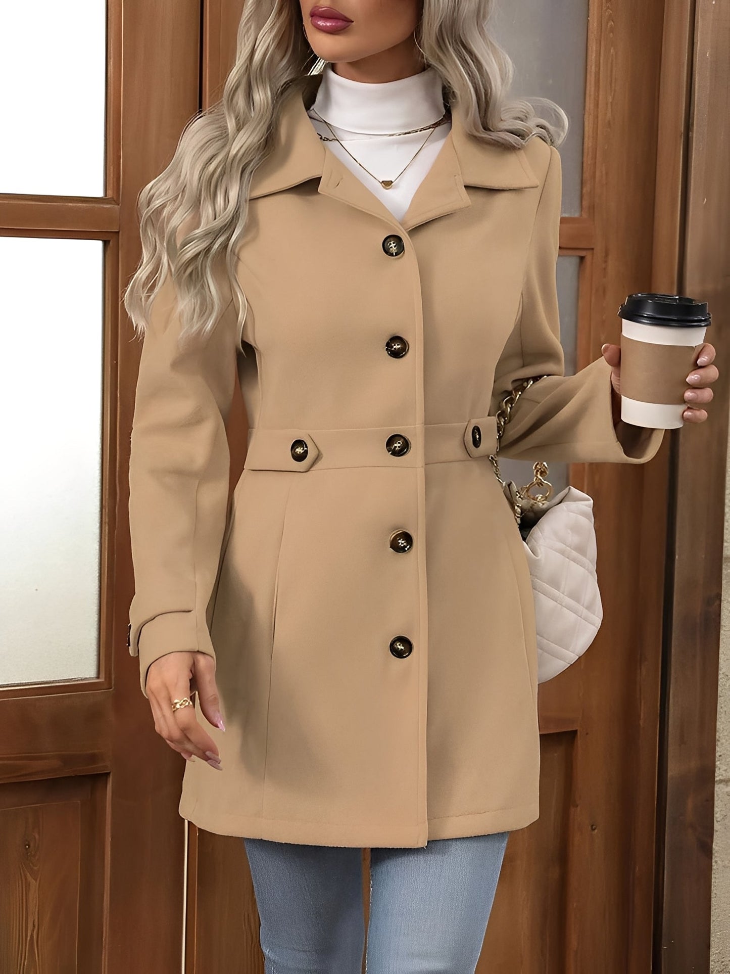 Notch Collar Belted Trench Coat - view 4