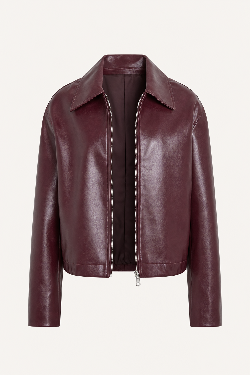 Coated Bomber Jacket with Point Collar