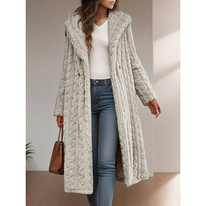 Hooded Longline Coat, Open Front - view 2