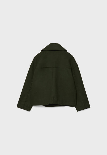 Cropped wool blend peacoat with notch lapel - view 12