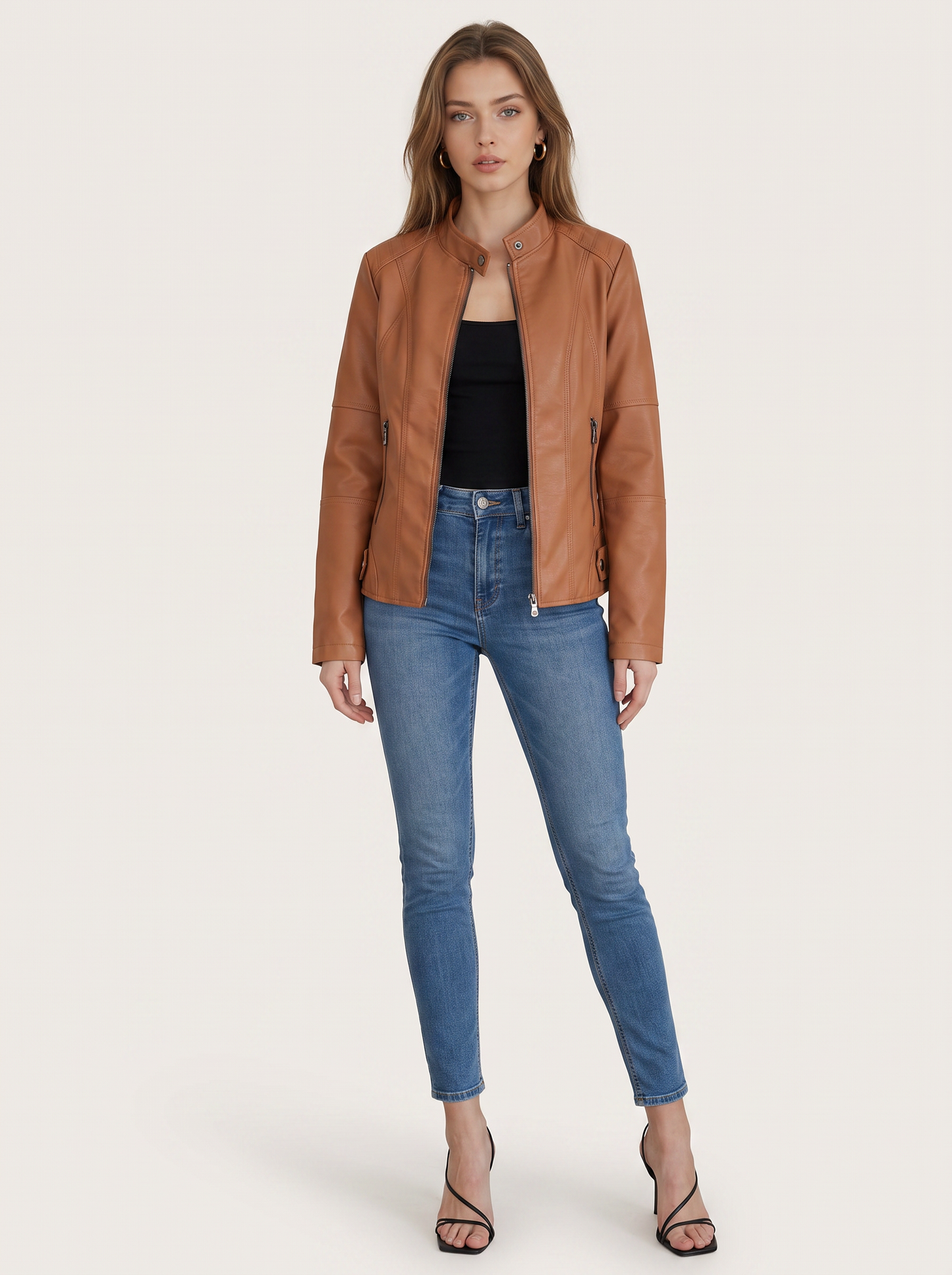 Faux Leather Oversized Shacket with Buttons - view 4