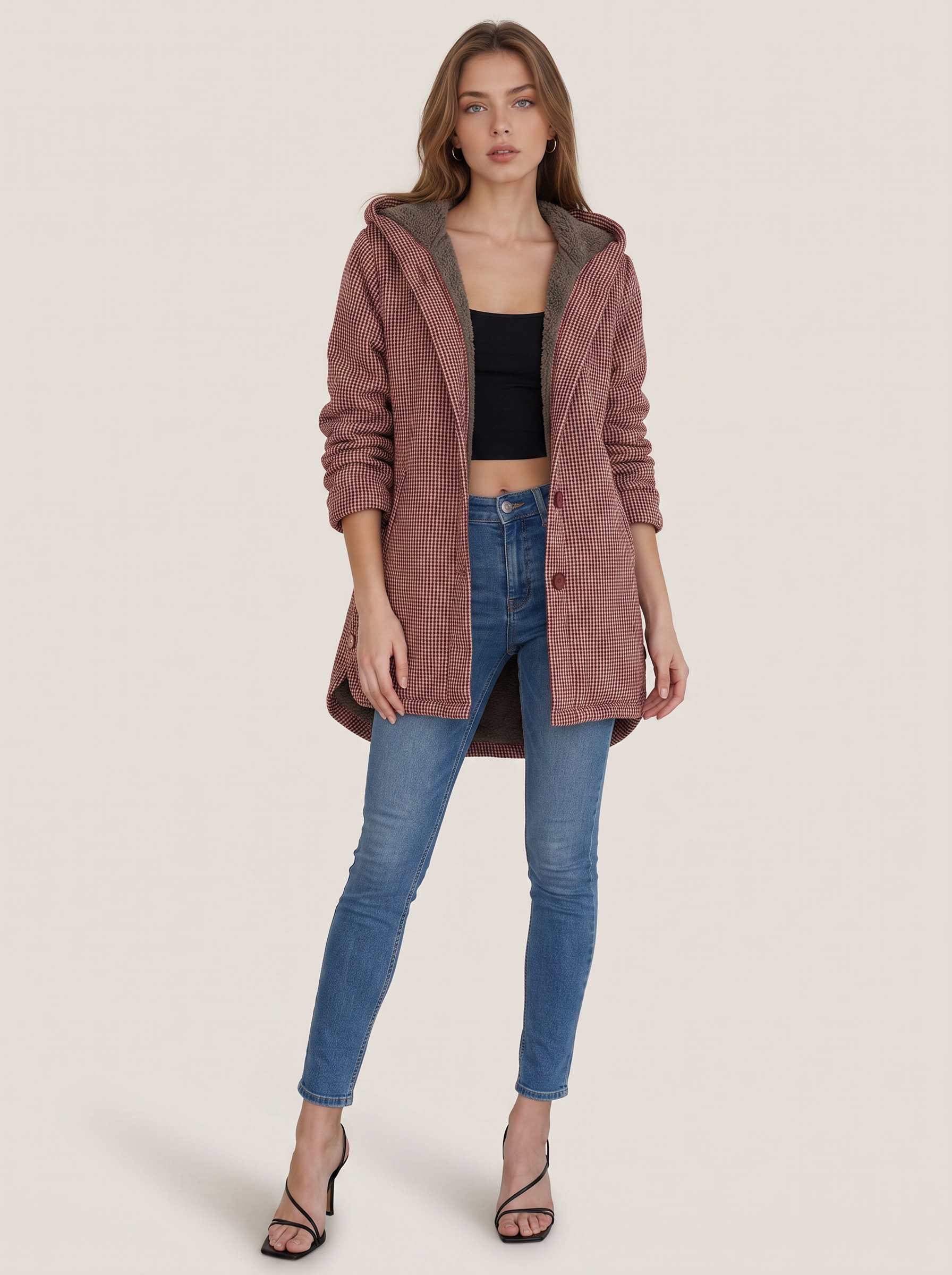 Plush Fleece Hooded Oversized Winter Jacket - view 3