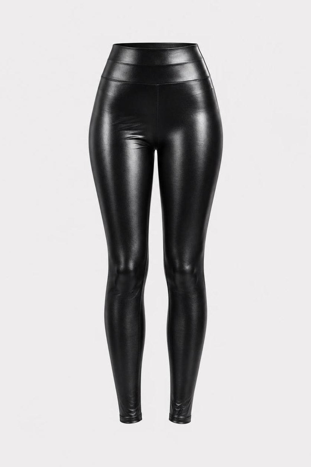 PU Leggings With High-Waist Shine - 2