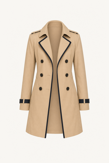 Polyester Blend Double-Breasted Trench Coat