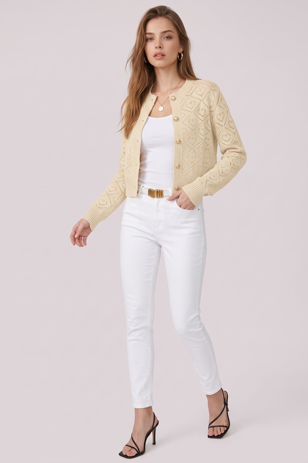 Textured Button-Front Cardigan with Cropped Fit - 2