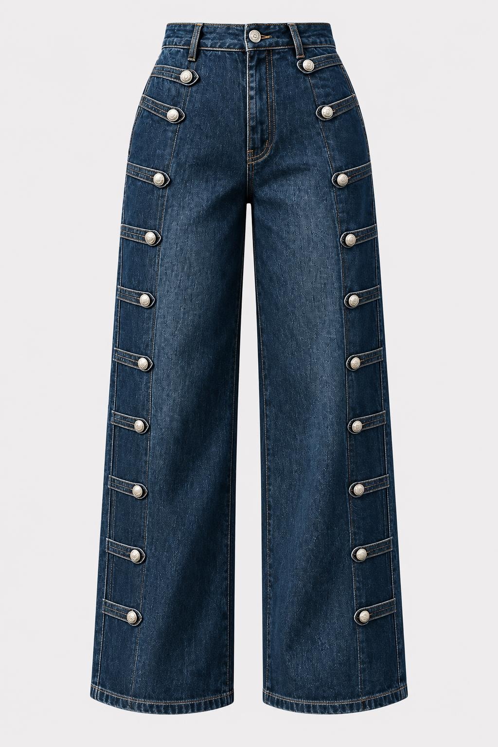 Denim Jean Pants With Wide Leg - 1