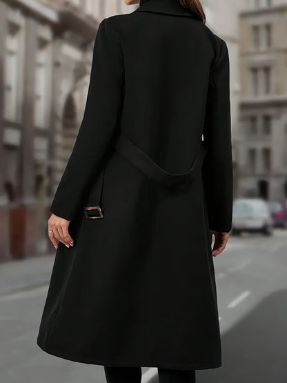 Black double-breasted long coat - view 3