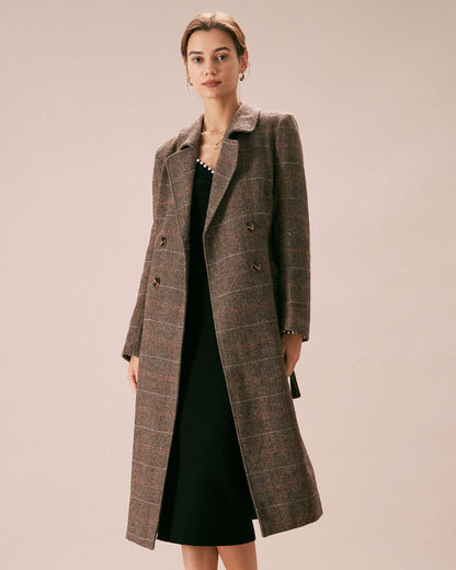 Double-Breasted Belted Coat in Coffee - view 2