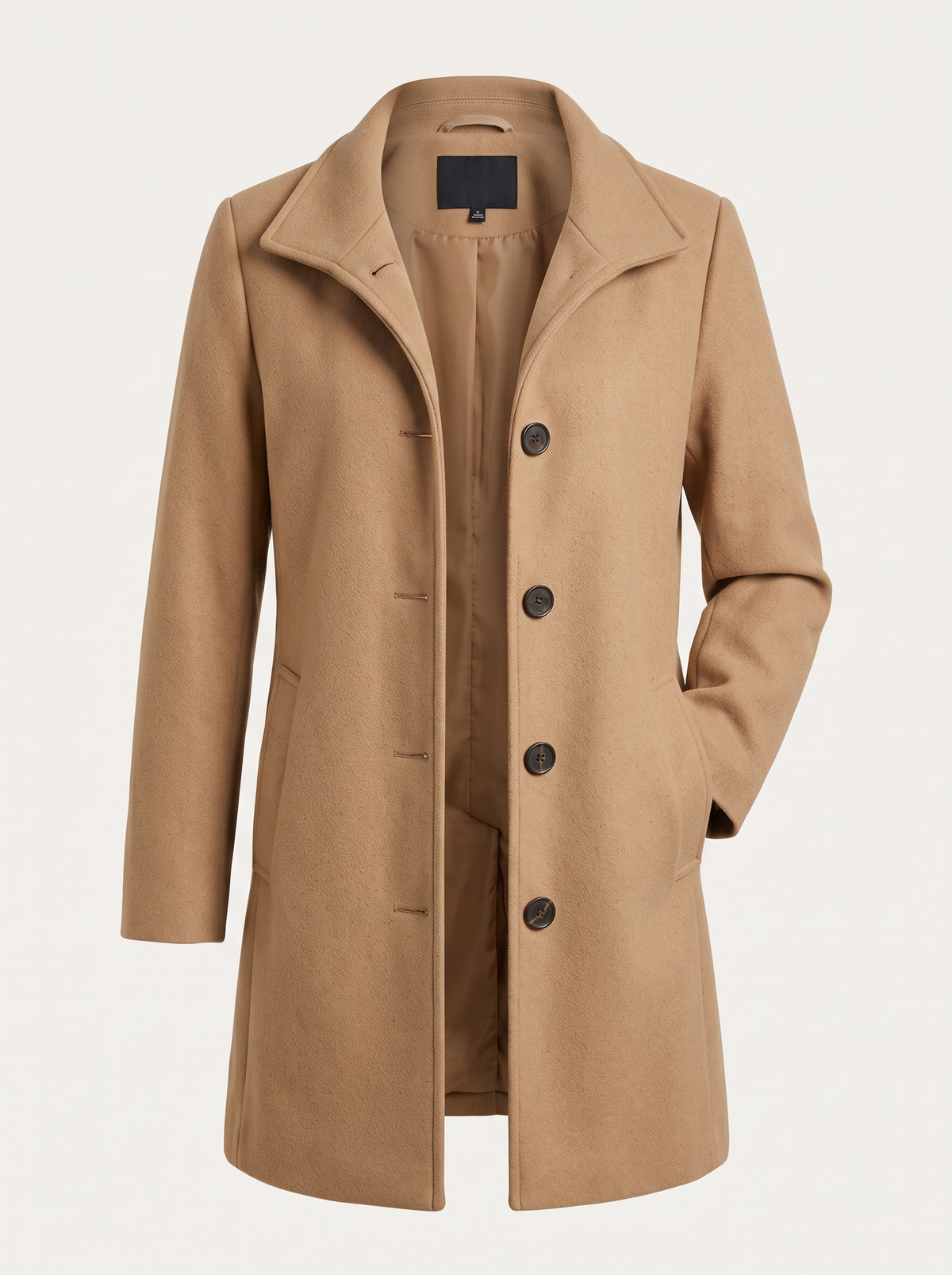 Wool blend pea coat with notched collar