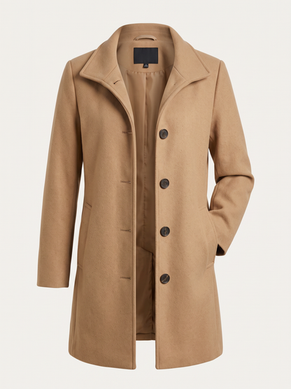 Wool blend pea coat with notched collar