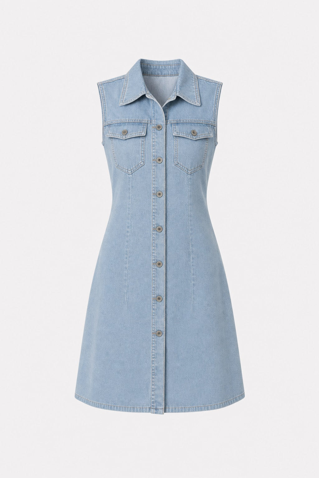 Denim Summer Dress With Pockets - 1