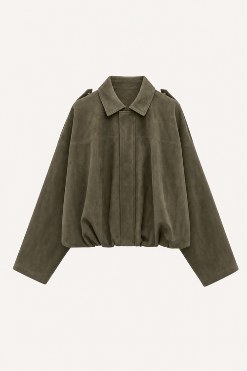 Faux Suede Oversized Jacket with Pockets