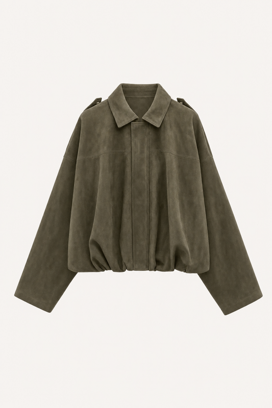 Faux Suede Oversized Jacket with Pockets
