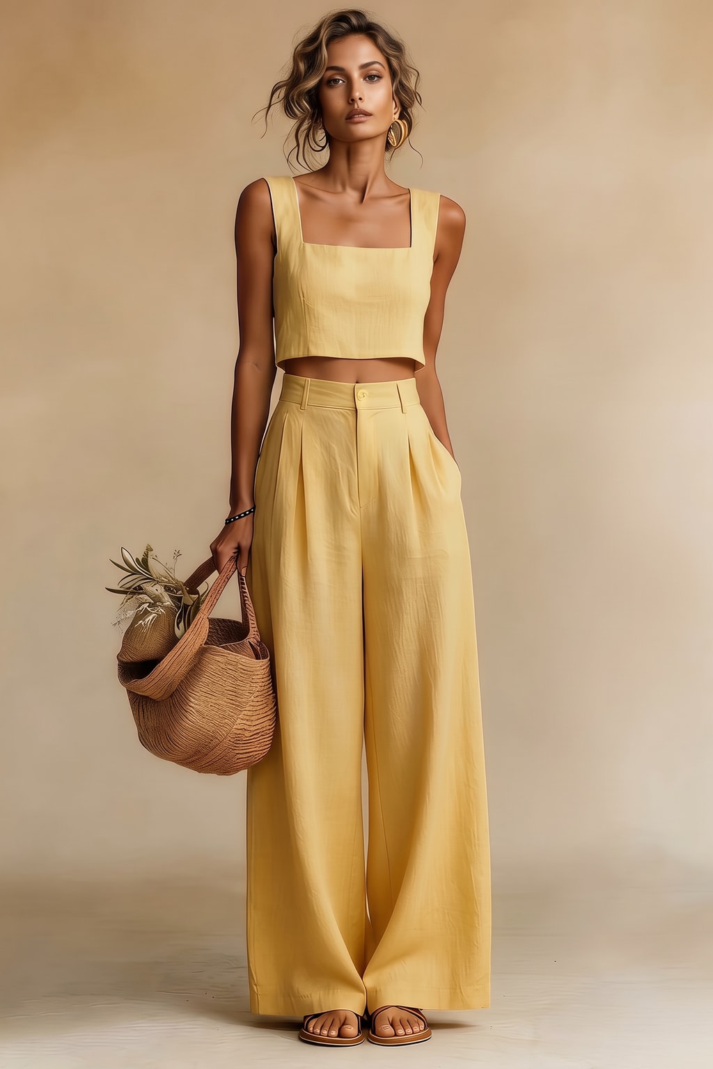 Flowy Palazzo Two-Piece Set With Relaxed Top - 2