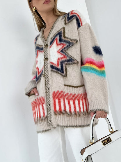 Khaki Oversized Knit Cardigan - view 4