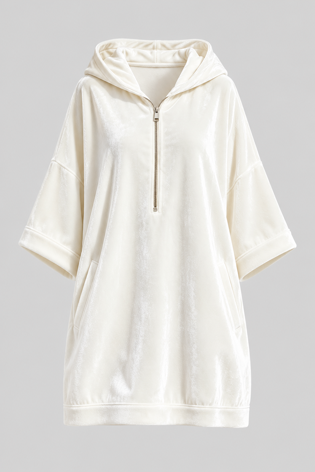 Polyester Hoodie Dress With Half-Zip - 8