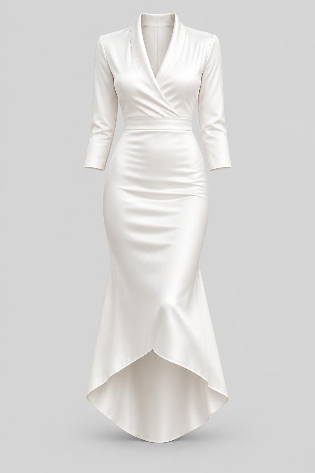 Satin Wrap Midi Dress With High-Low Hem - 1