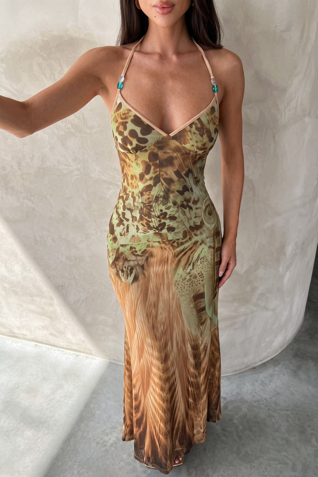 Knit Floral Patchwork Dress Sleeveless V-Neck - 5