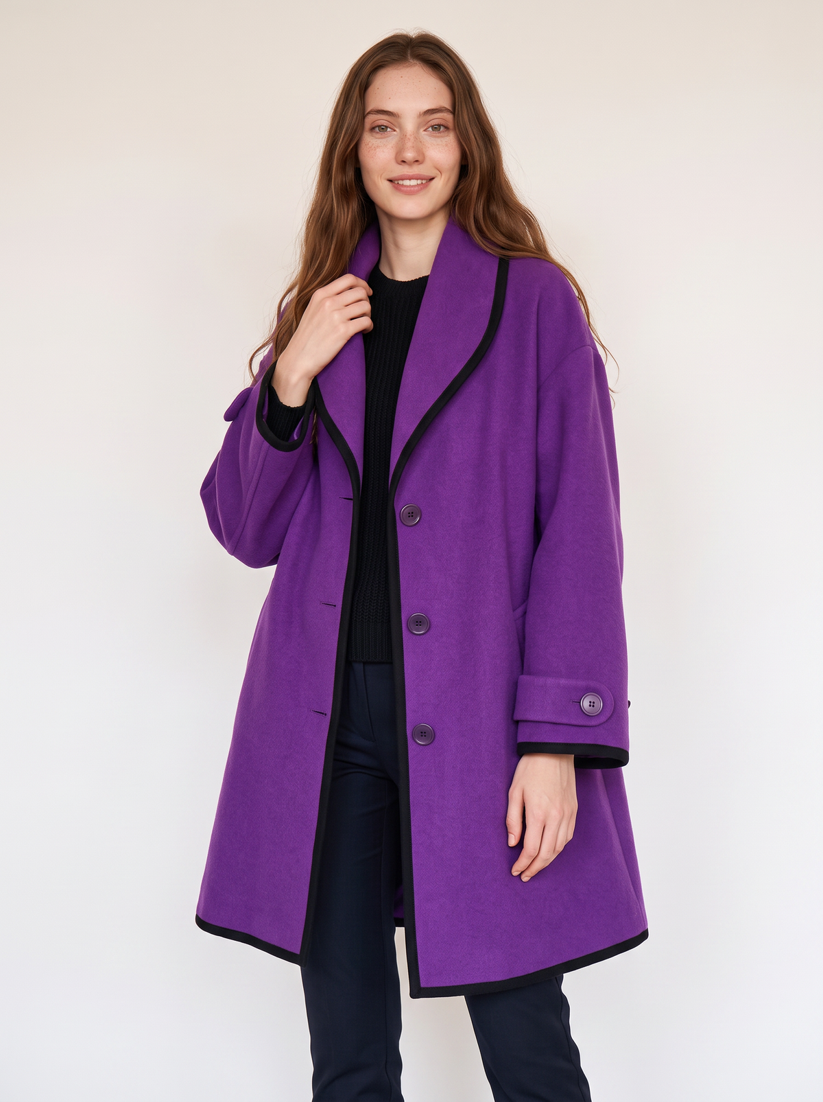 Women's Belted Warm Wool-Blend Coat Oversized Fit - 10