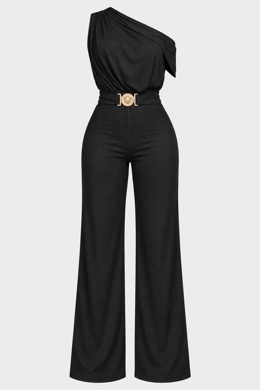 Polyester Blend Jumpsuit With Boat Neck - 1